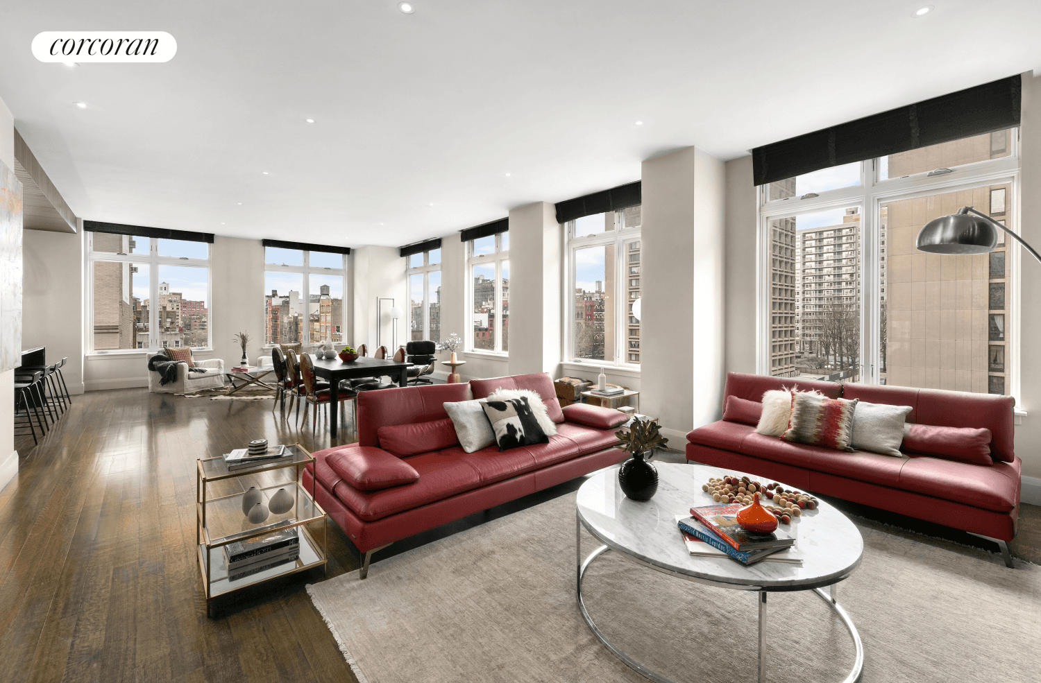 Located in one of SoHo's Premier 24 hour doorman condominiums, unit 5A at 160 Wooster Street is a dramatic corner loft fully re imagined by renowned interior designer, Shamir Shah.