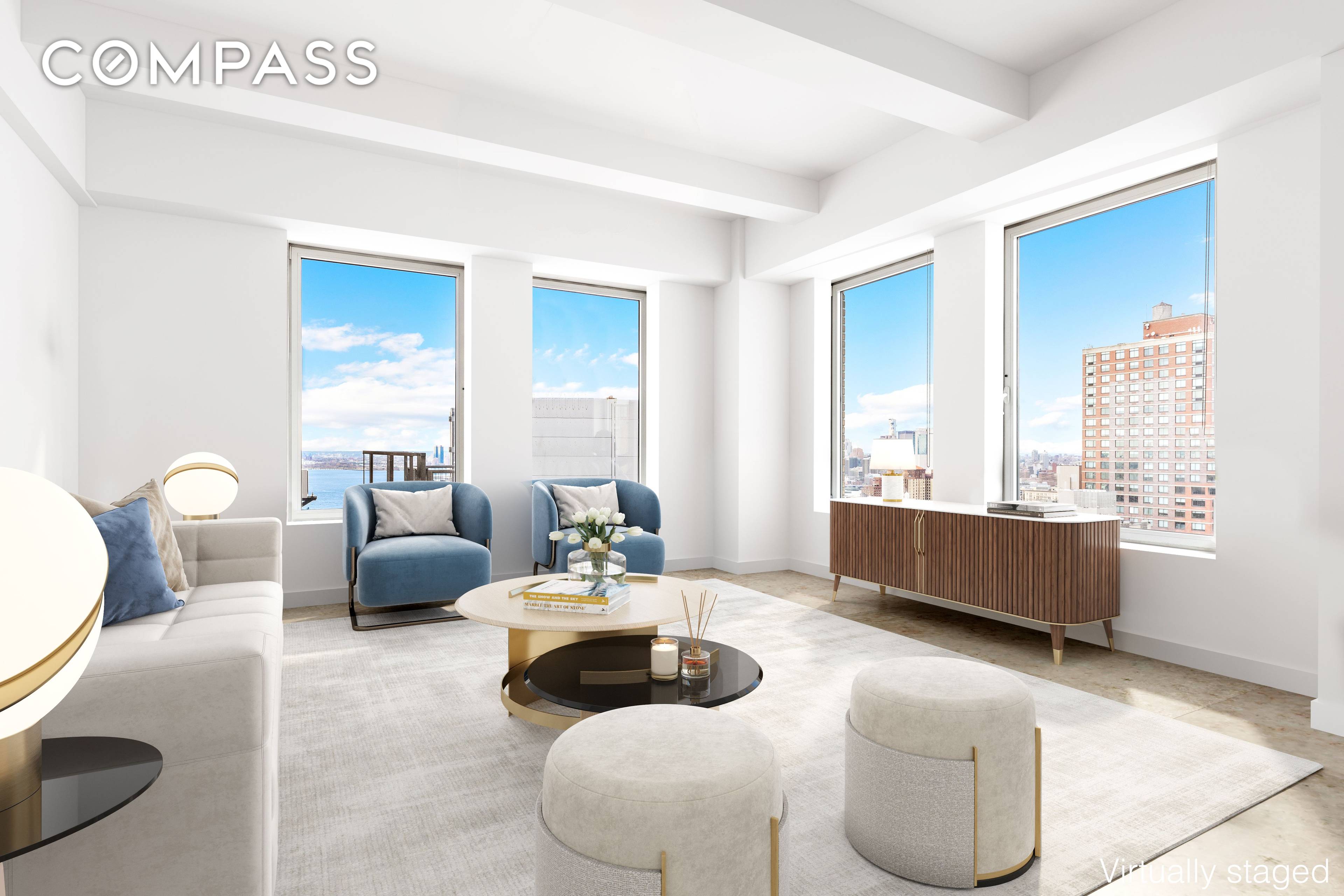This totally STUNNING and ELEGANT 3000 square foot singular home occupies the entire 23rd floor of an architecturally noteworthy doorman full service building in Brooklyn Heights.