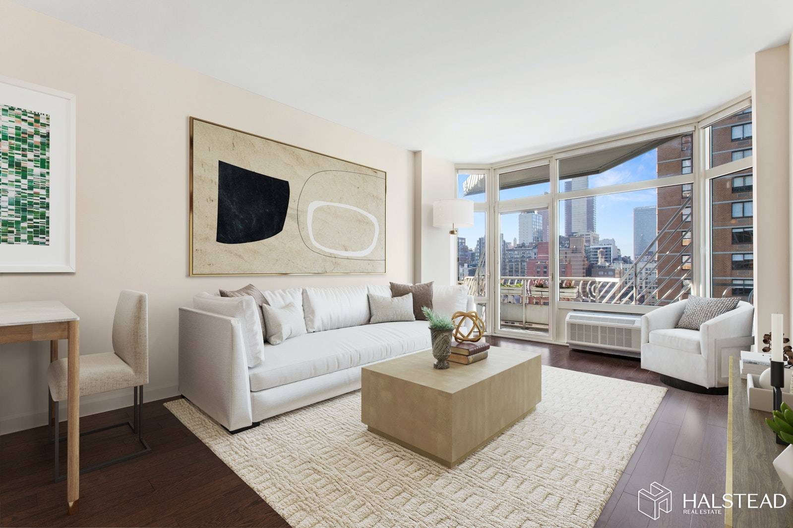 NO FEE MODERN two bedroom two bathroom apartment with a PRIVATE BALCONY and OPEN CITY VIEWS at The Future Condominium in Kips Bay.