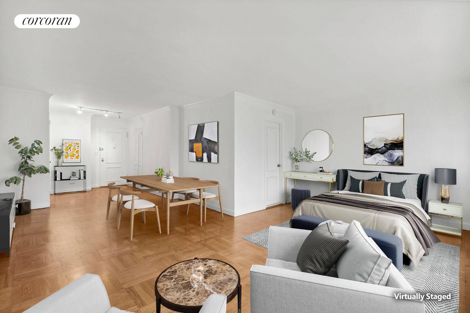 An oversized and extra wide, luxuriously livable studio.