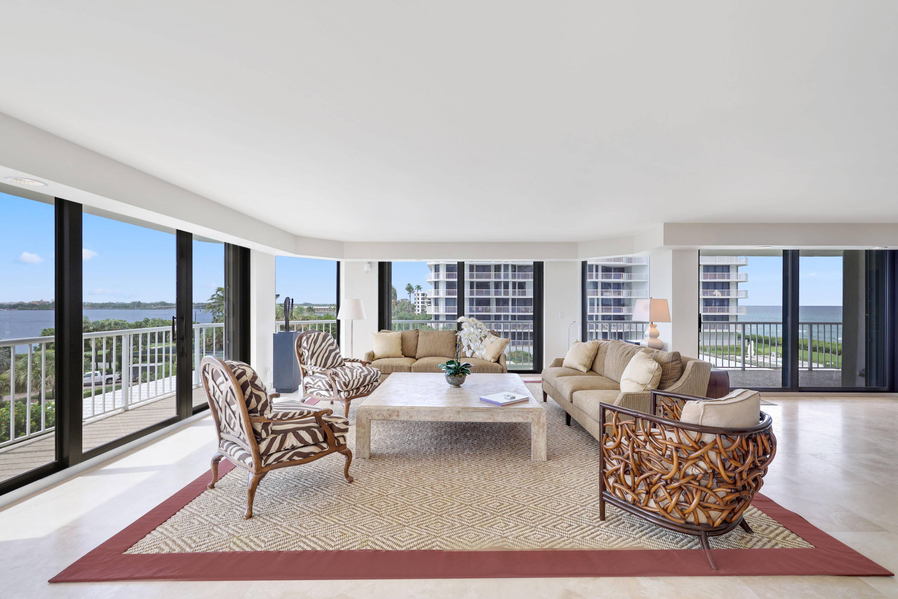 Stunning Panoramic Views of the Ocean AND Intracoastal from this Palatial 3BDR 3BA Residence.