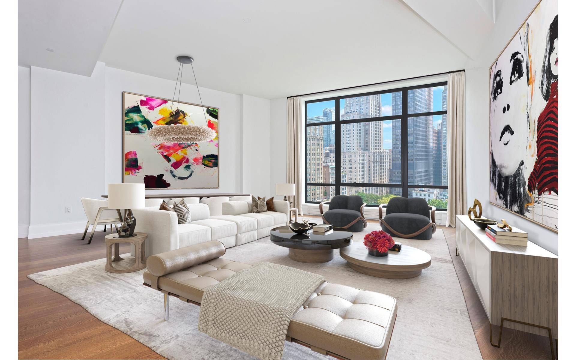 Stunning 4 bedroom, 4. 5 bath home with Park Views, located in the coveted 10 Madison Square West Condominium.