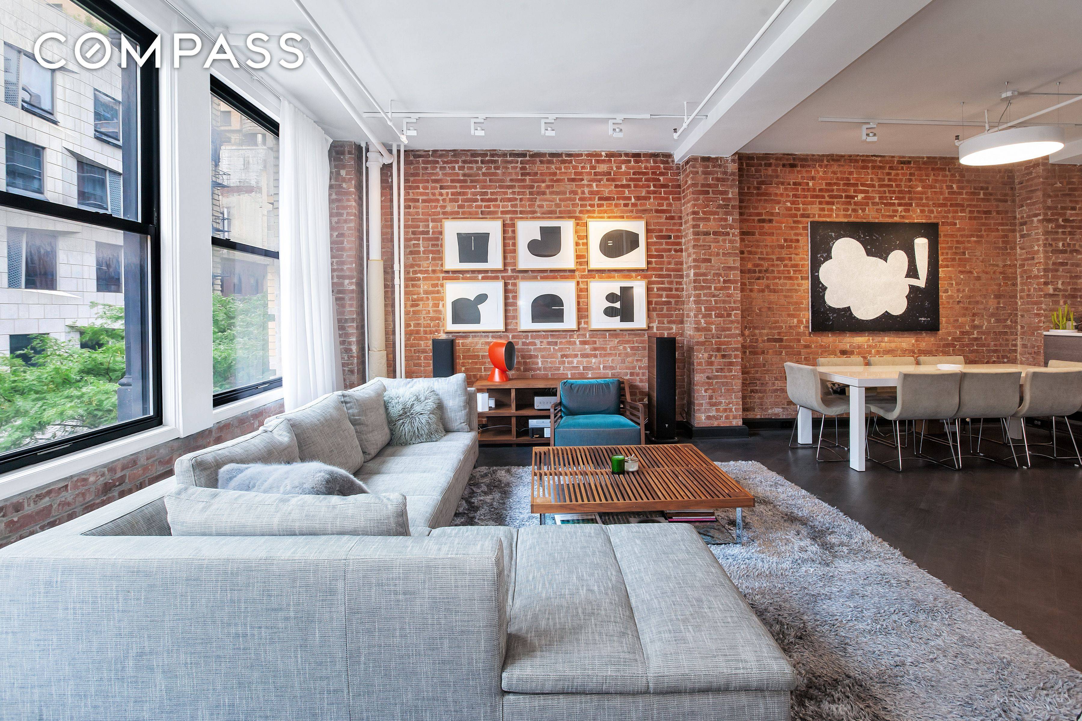 Indulge in the epitome of loft living in the Flatiron District with this exquisite two bedroom, two bathroom co op.