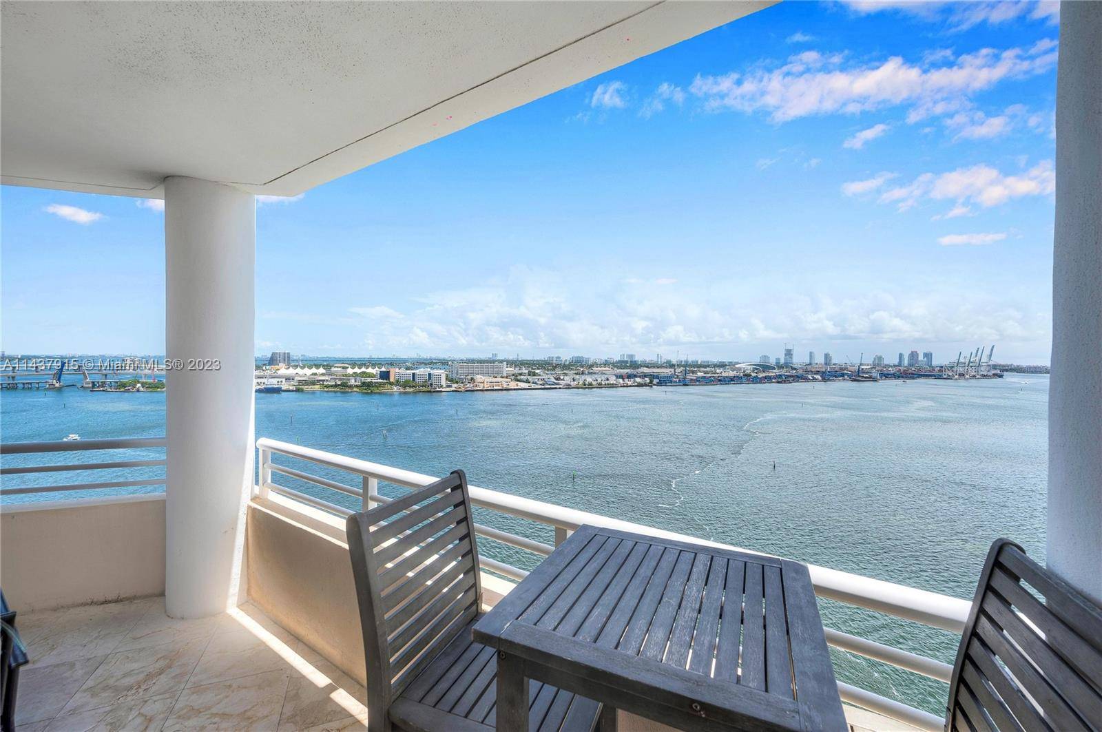 Live like an Islander ! The highly coveted, rarely available '01 Line with captivating panoramic direct bay views in the luxurious Three Tequesta Point.