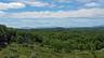 View of mountain backdrop with a heavily wooded area