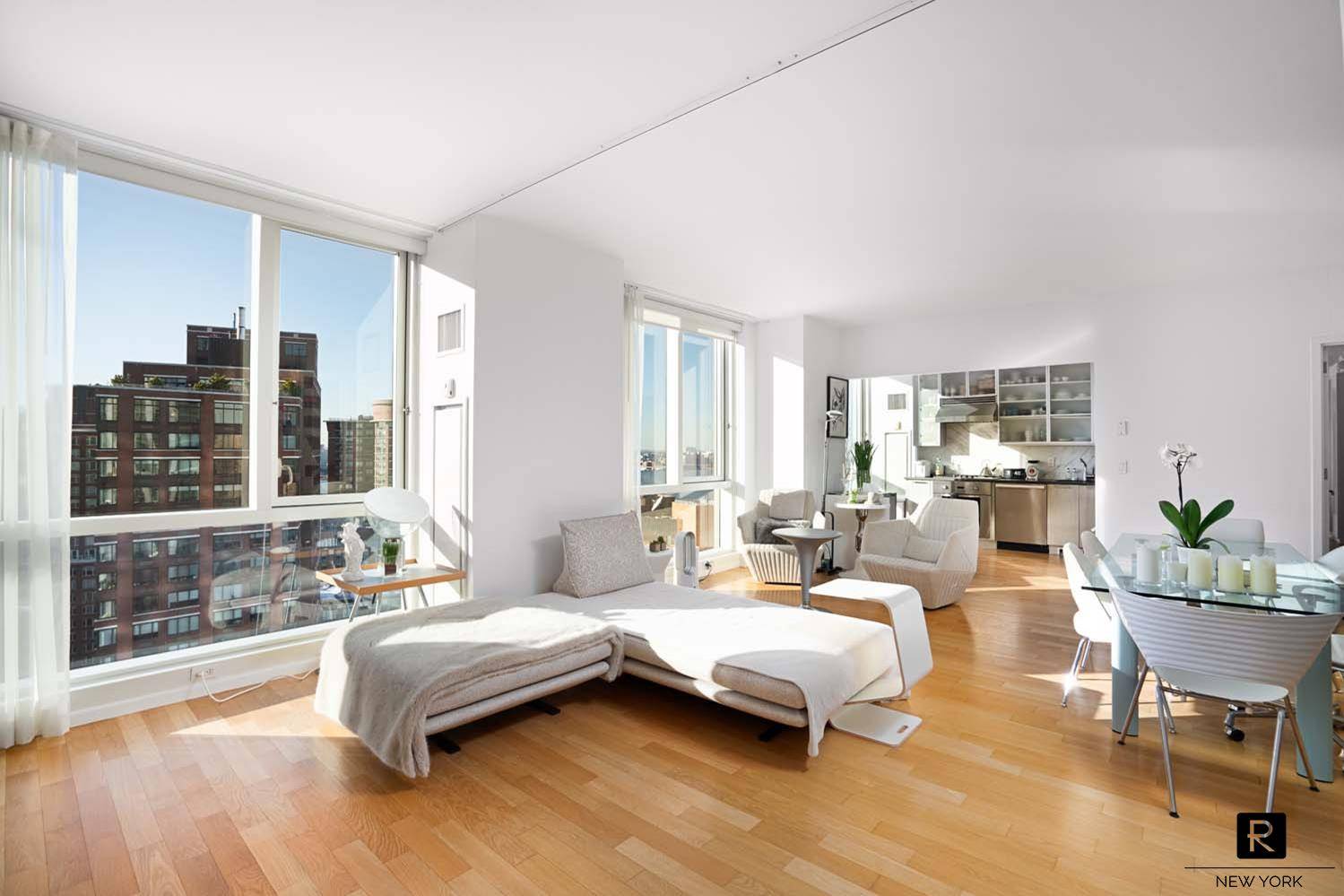 Currently setup as an expansive and luxurious 1 Bedroom apartment, this unit can be converted in its original 2BR 2BA configuration, with spectacular West facing views of the iconic Hudson ...