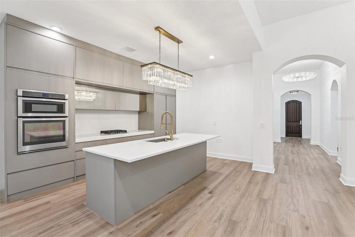 There is custom cabinetry throughout.