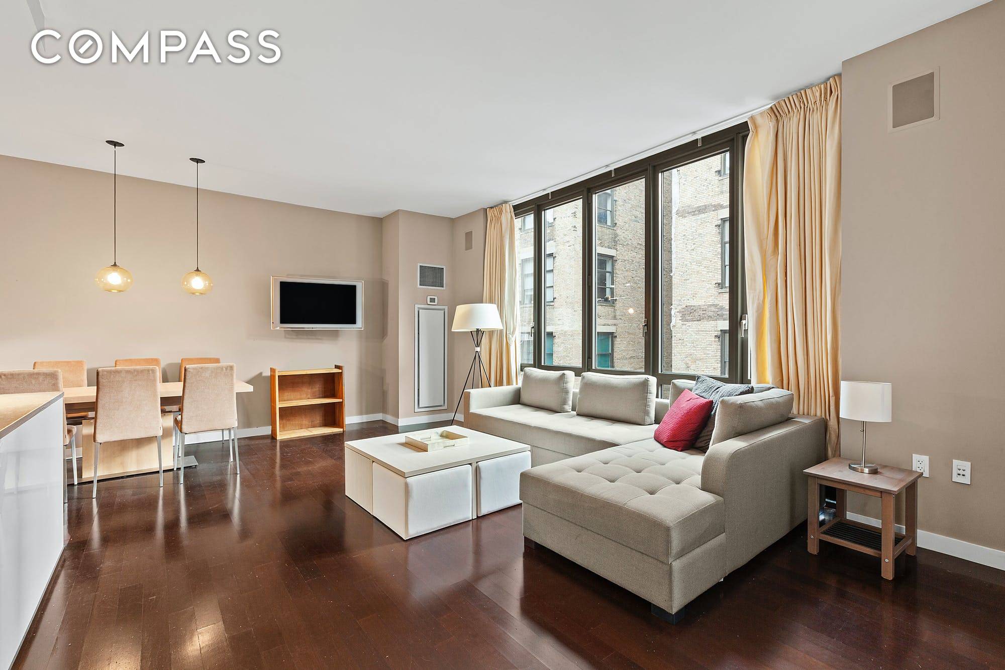 Located in the heart of the Flatiron district, this modern, loft like 1, 225 sq ft, 2 bedroom, 2 bath home features 9.