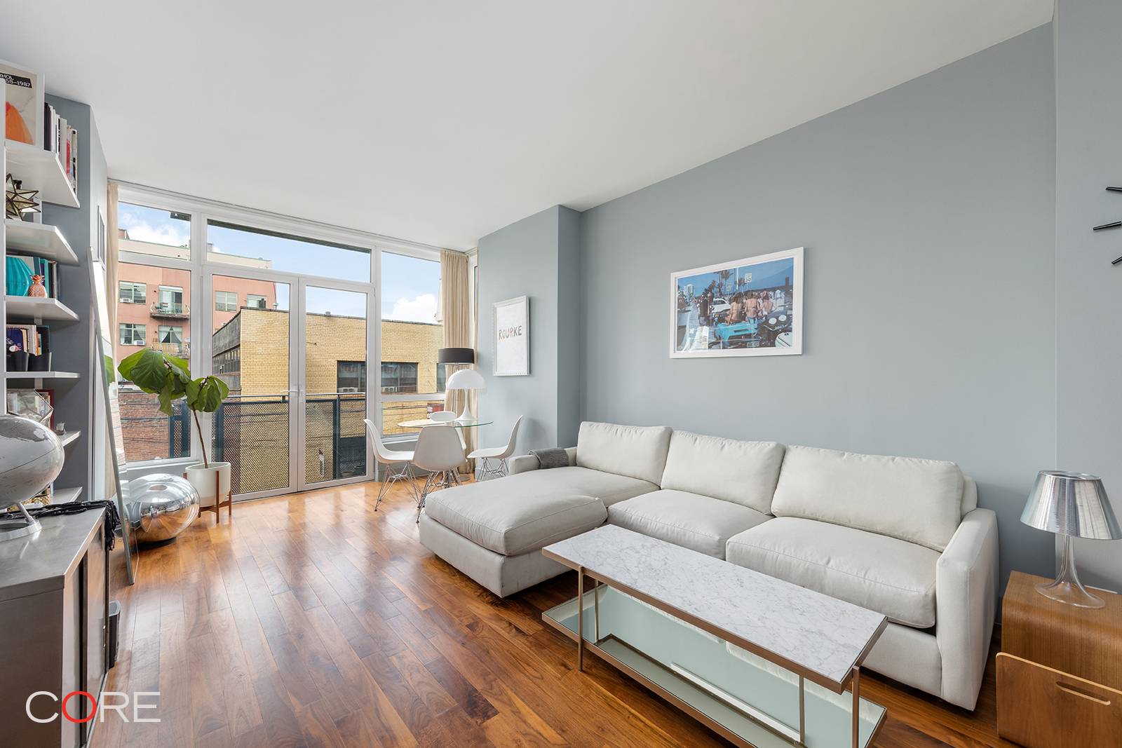 Idyllic one bedroom in the heart of Williamsburg with floor to ceiling windows and a French balcony.
