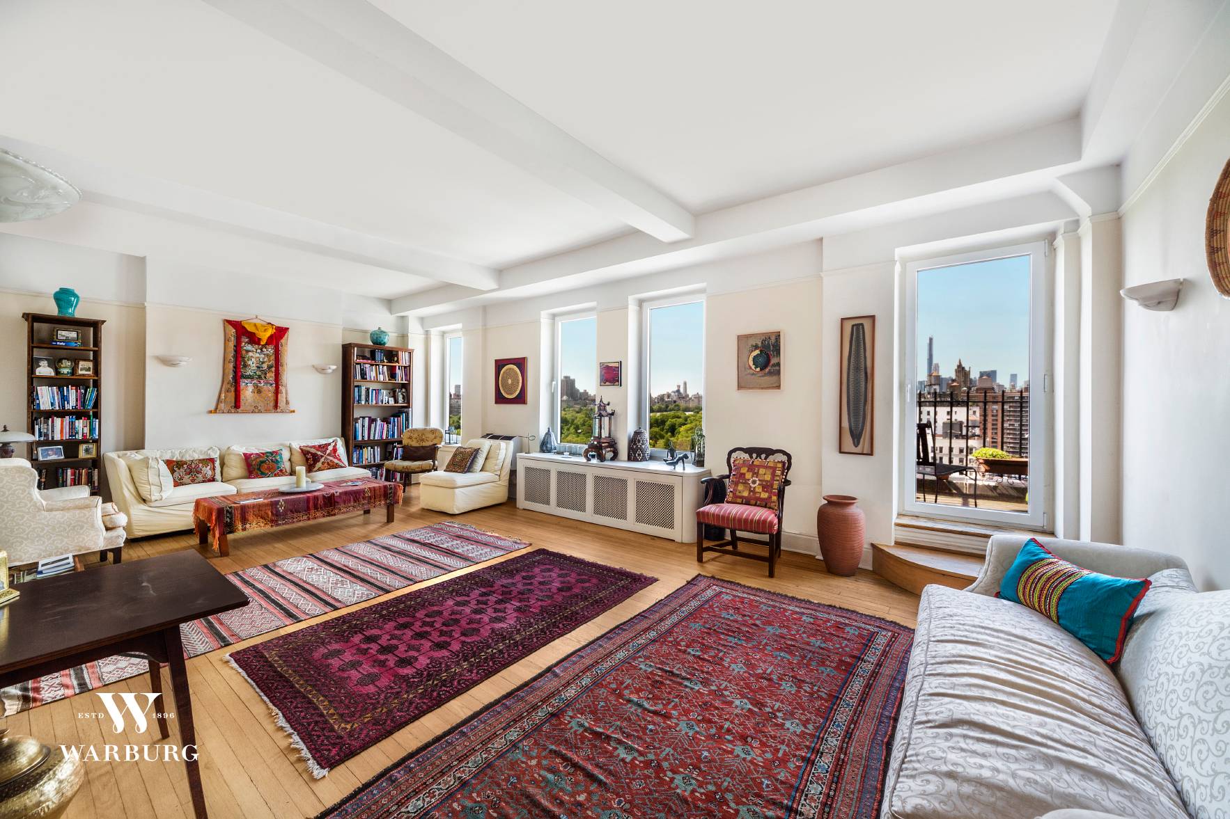 Floating above Manhattan, a tranquil and enchanting terraced home awaits you in a unique full service Art Deco building across from Central Park.