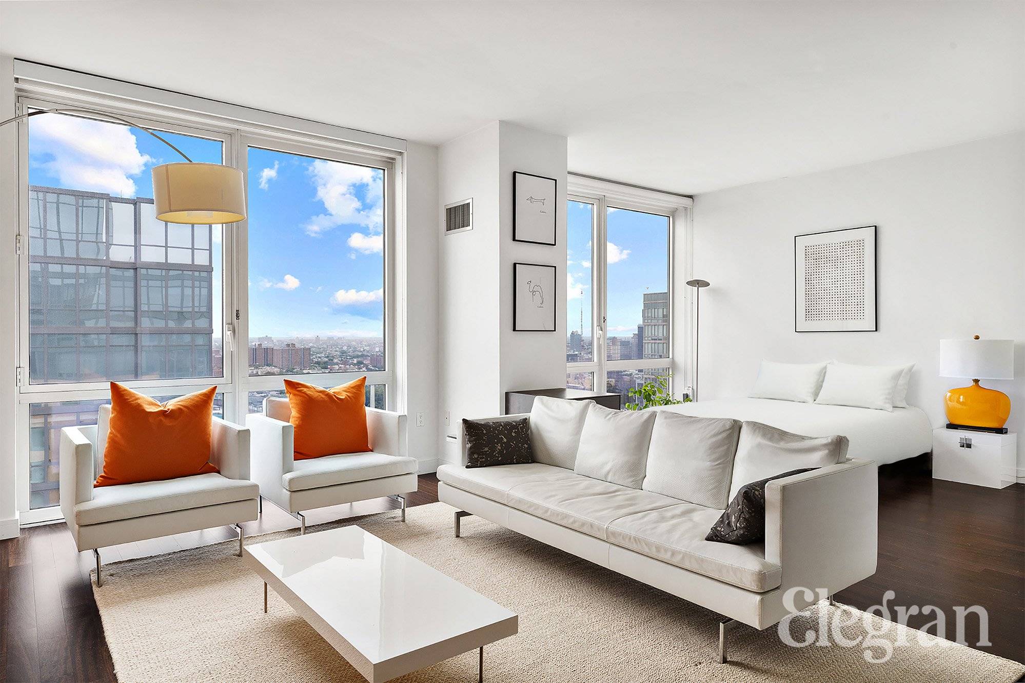 Sunlight, views and open space shine in this high floor, convertible one bedroom apartment.
