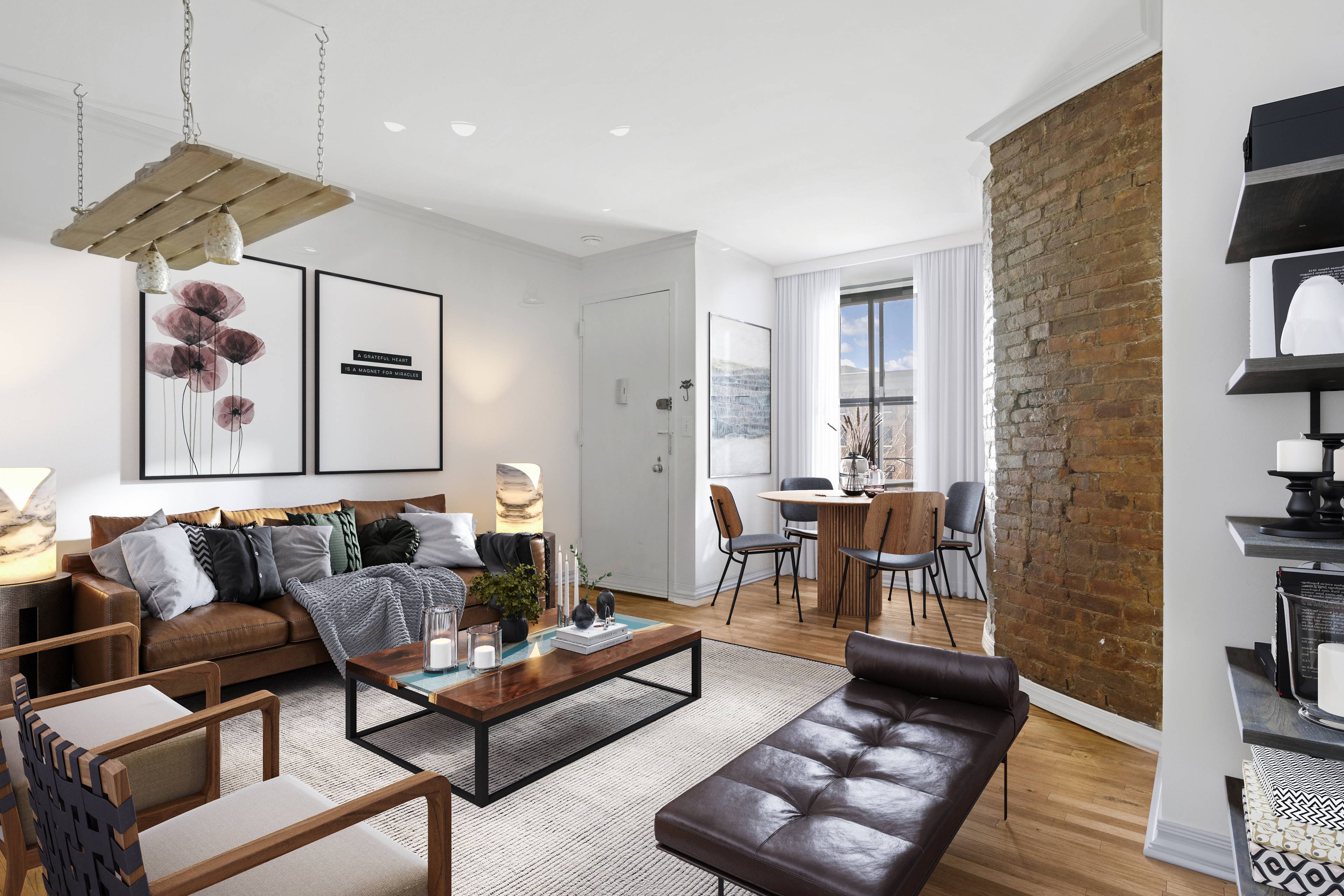 Cobble Hill Pre War Condo Expansive 1BD 1BA with Sprawling Hardwood Floors, Exposed Brick, King Size Bedroom, Open Kitchen with Stainless Steel Appliances including a Dishwasher, Microwave, and Gas Stove, ...
