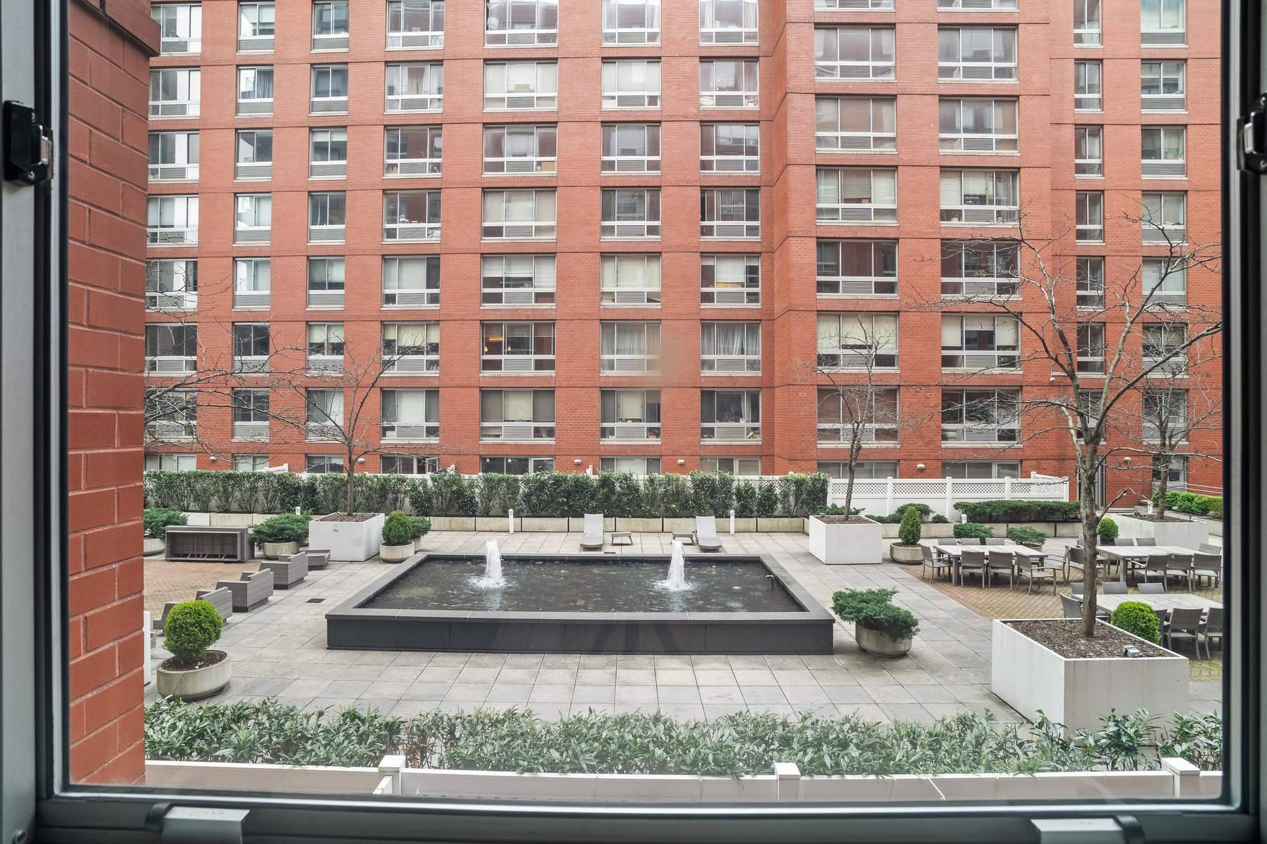 Picture perfect views of the building s private landscaped courtyard and fountain welcome you into this well appointed 1 bedroom condo in prime West Chelsea.
