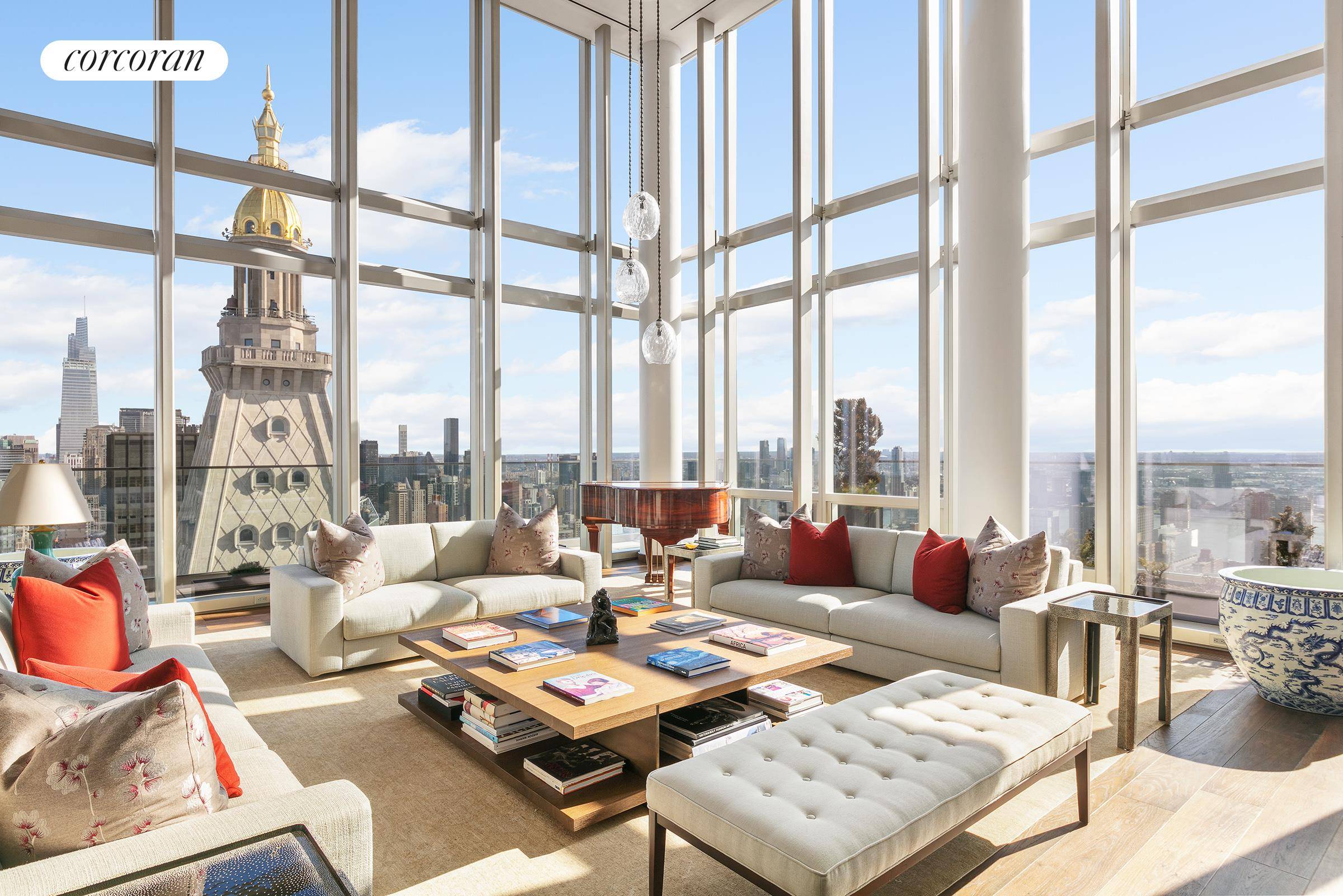 Crowning One Madison from the 58th to the 60th floors, the Triplex Penthouse boasts nearly 7, 000 square feet of open interior space with dramatic full height windows that offer ...