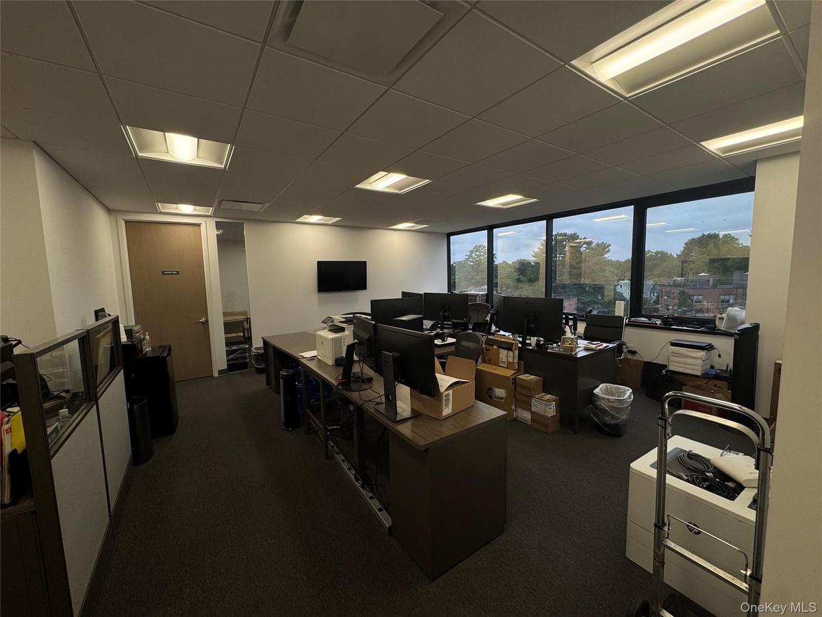 Office space with a drop ceiling