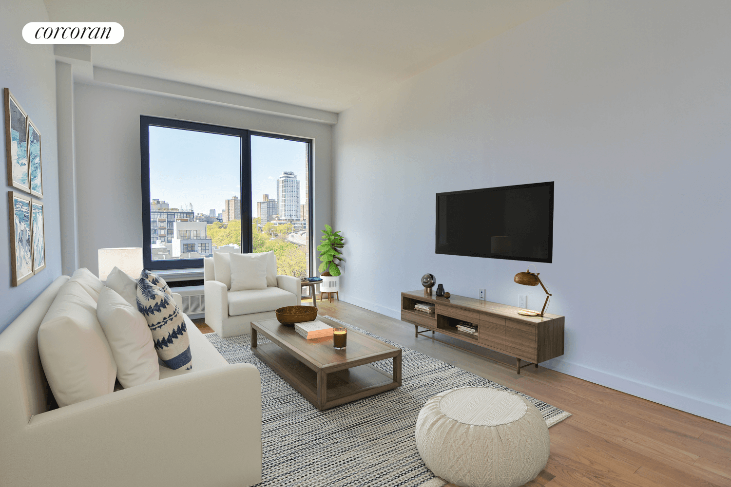 This extra spacious home features a large living room with a dining area, plus floor to ceiling windows allowing for open views and great sunlight.