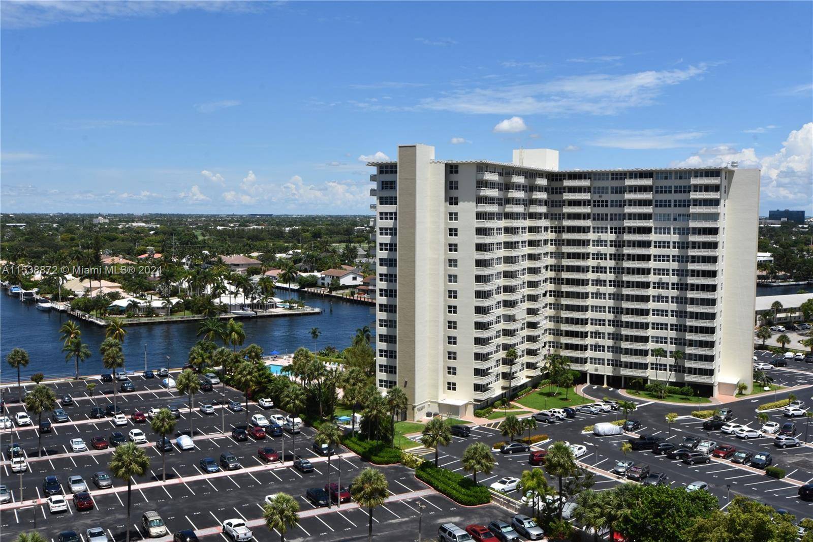 Sweeping Intracoastal water views from this two bedroom and 2 bath unit in waterfront Coral Ridge Towers.