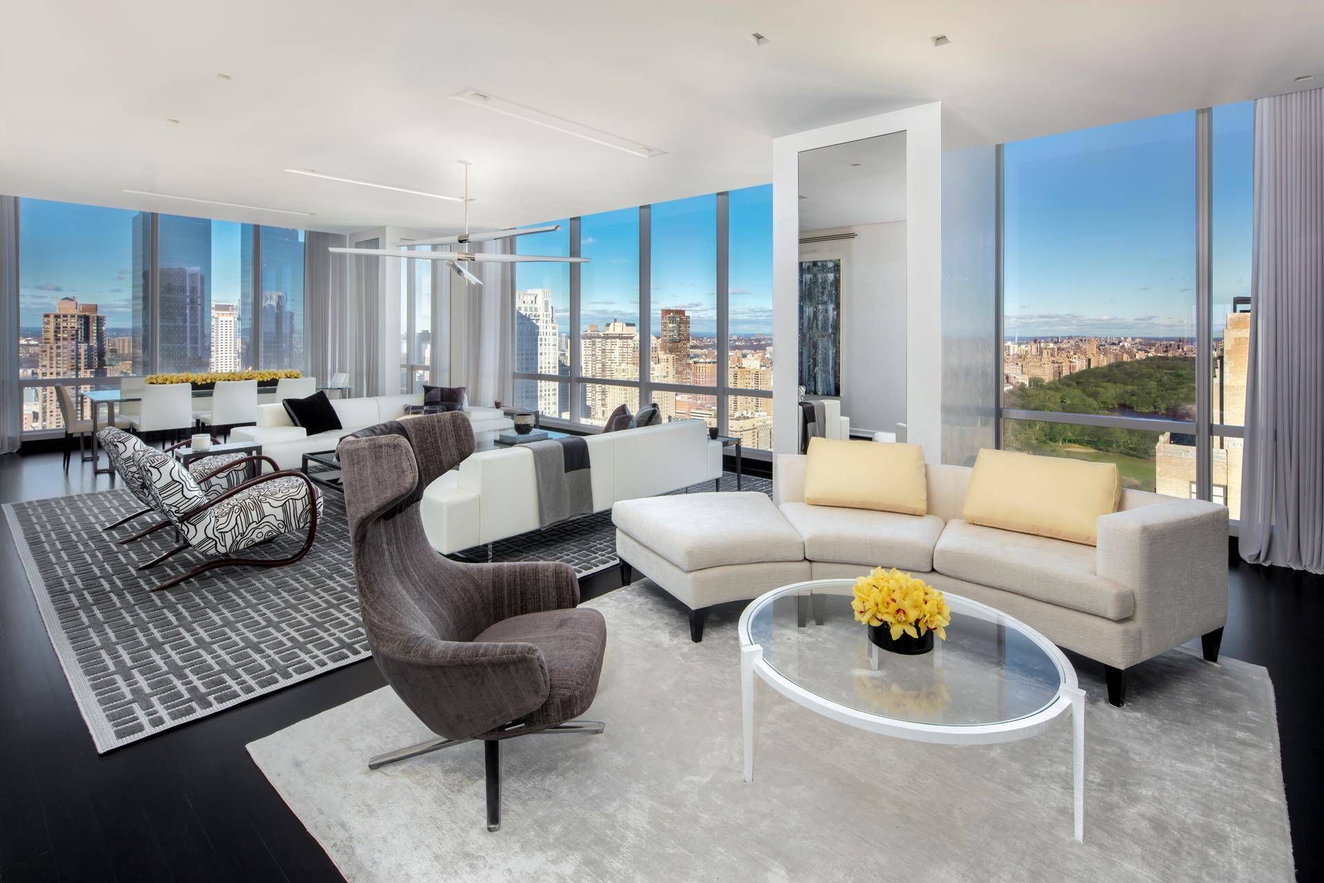 At approximately 3, 200 square feet, 45A is a gracious three bedroom, three and a half bath home that epitomizes glamorous living at One57.