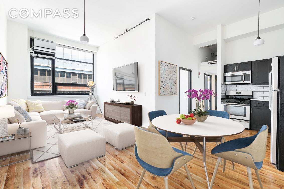 Apartment 425 is a modern loft featuring three bedrooms and two full bathrooms.