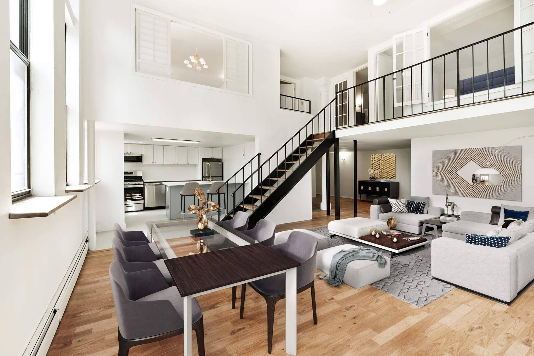 This Sun Drenched Duplex Loft at the Magnolia Mansion Lofts offers 14 ft.