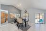 View of dinette in great room with access to pool and kitchen