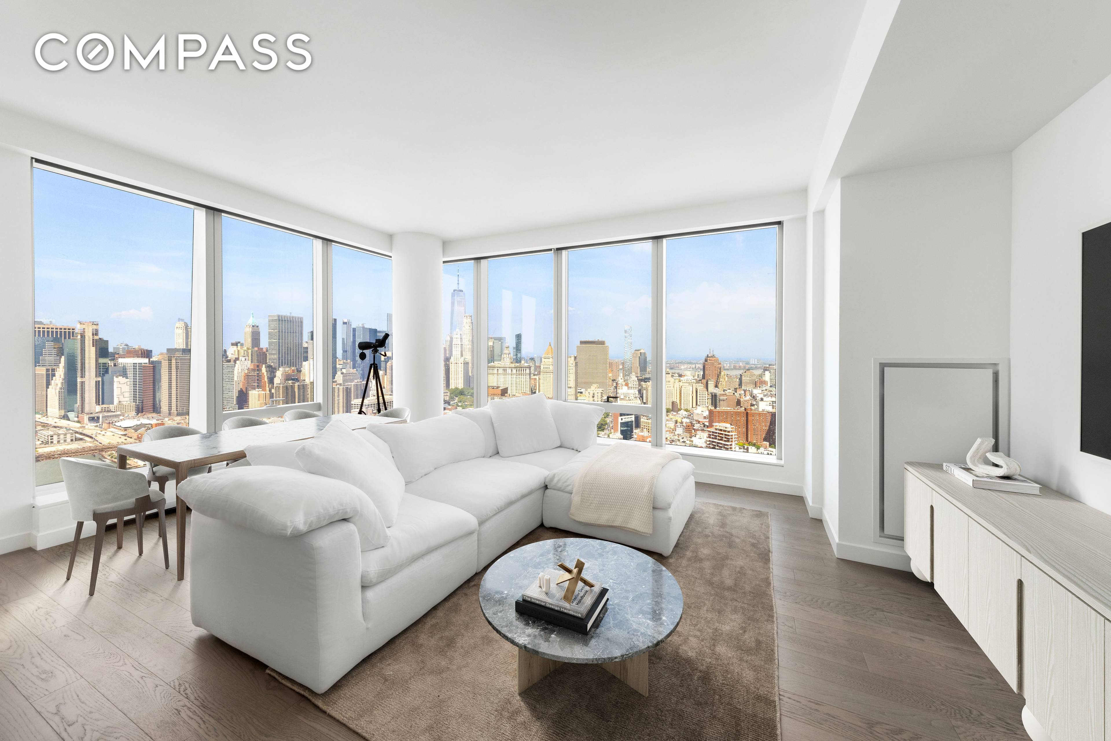 Surround yourself with impeccable designer interiors and other worldly harbor and skyline views in this phenomenal split two bedroom, two bathroom corner residence at the spectacular One Manhattan Square.