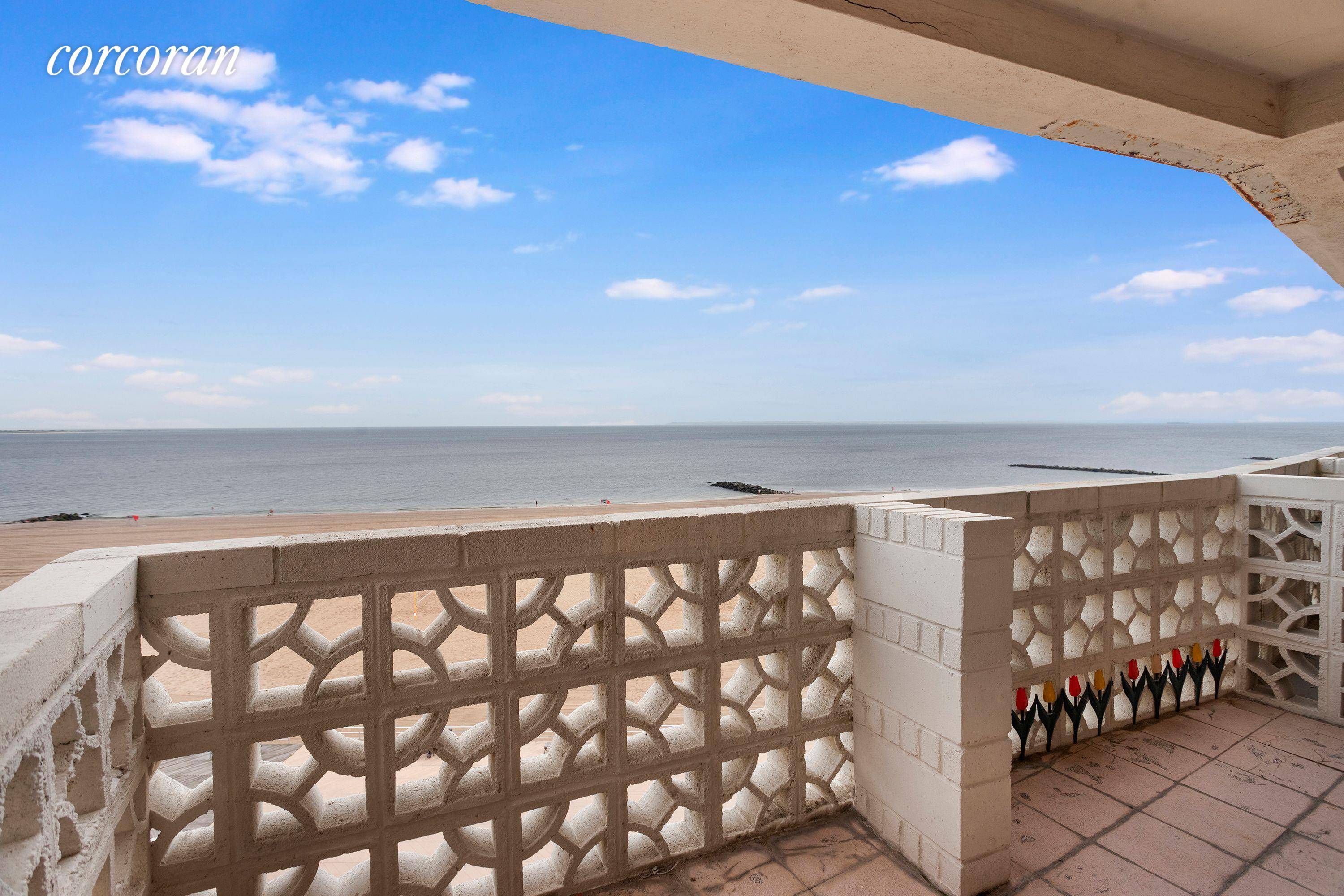 Welcome to this corner oversized 2 bedroom and 2 full bathrooms co op apartment with a huge balcony offering breathtaking ocean views in Brighton Beach.