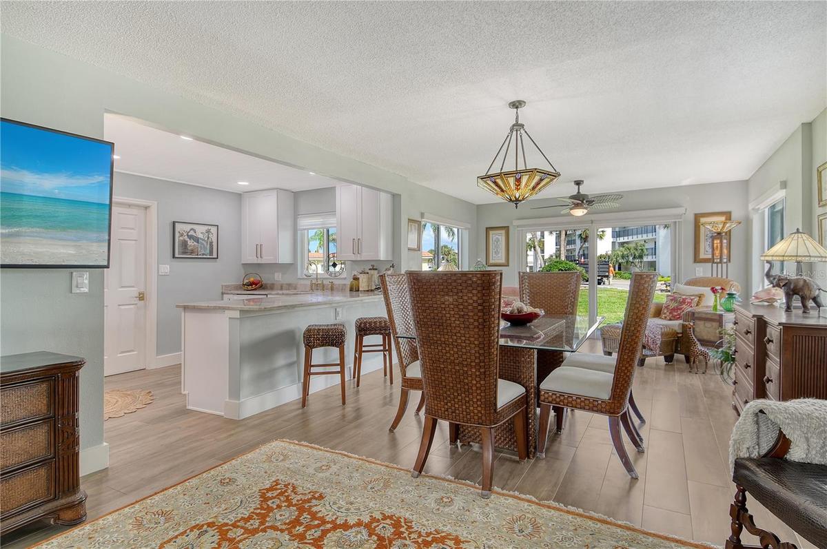 Great Room with Kitchen Island Seating