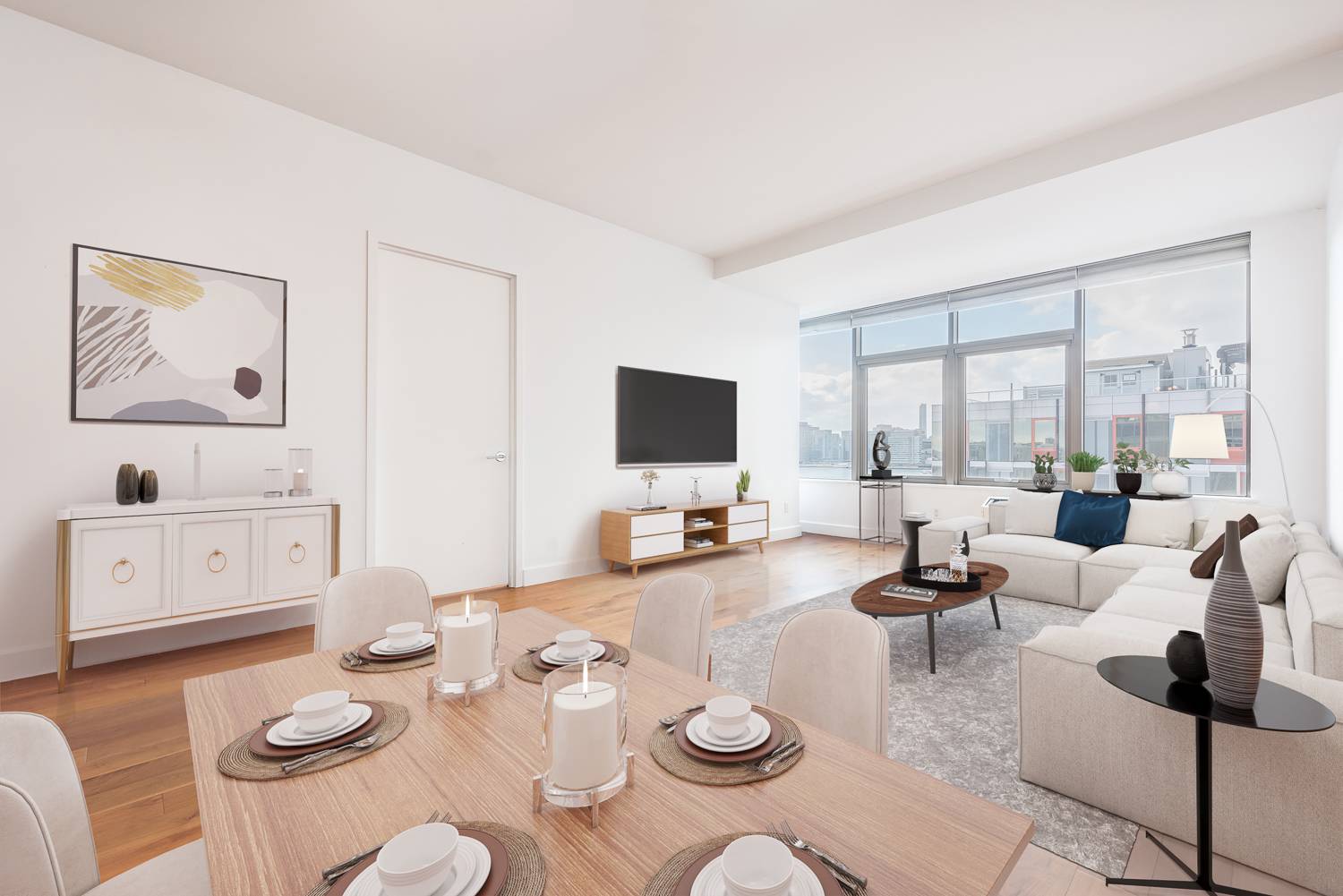Enjoy breathtaking views of the East River and Manhattan skyline from all rooms in this one bedroom, one bathroom penthouse !