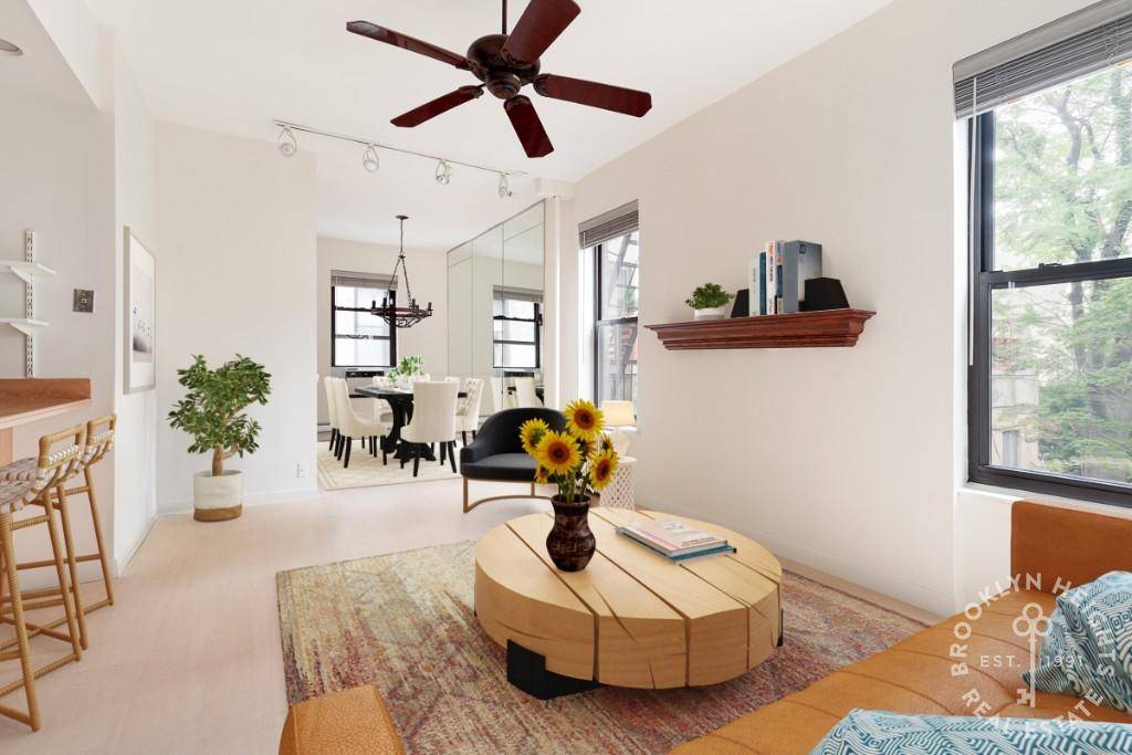This two bedroom, one and a half bath coop in the heart of Boerum Hill is what dreams are made of.