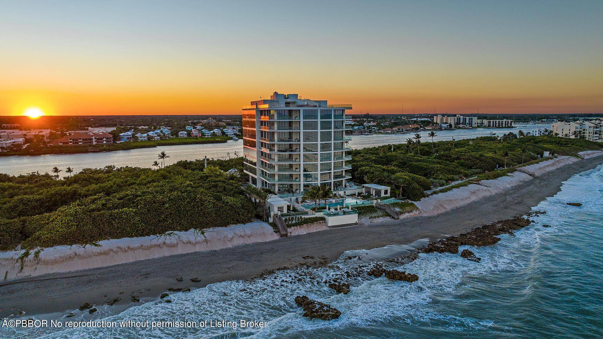 Ocean to Intracoastal. New Construction, 4 bedroom residence in the desirable oceanfront tower known as SeaGlass Jupiter Island.