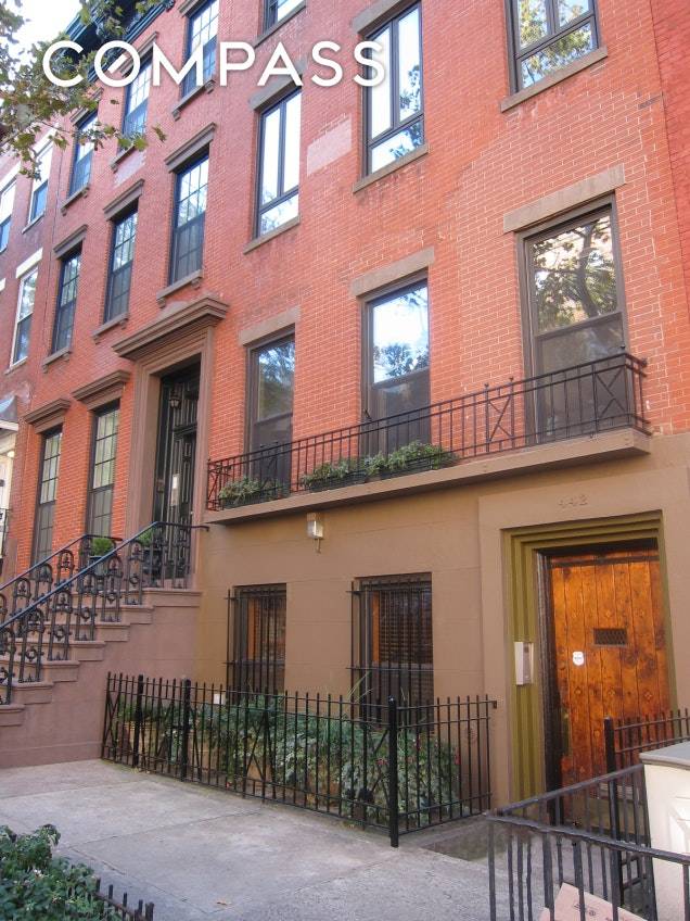 Townhouse Duplex on best Hell's Kitchen block features large open loft like living floor with high ceilings, eat in kitchen and sunny large south facing terrace overlooking gardens and midtown ...