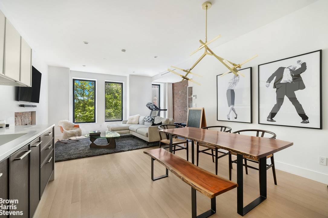 Located at the corner of a unique L shaped street in bucolic Clinton Hill, this beautifully designed two bedroom apartment in a boutique condominium is available for August occupancy.