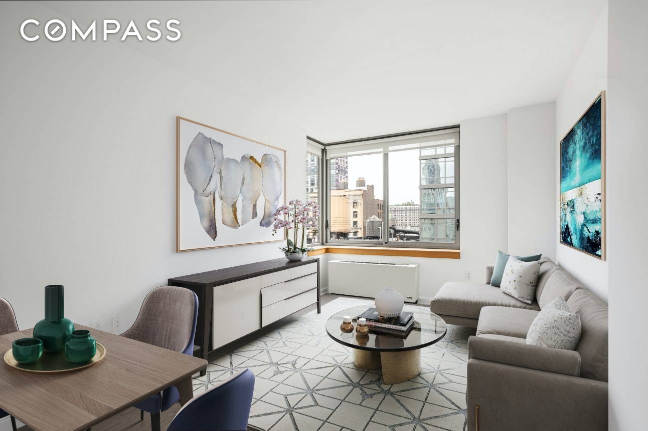 This Sun Drenched one bedroom apartment is located on 19th floor of a full service luxury building in Midtown West.