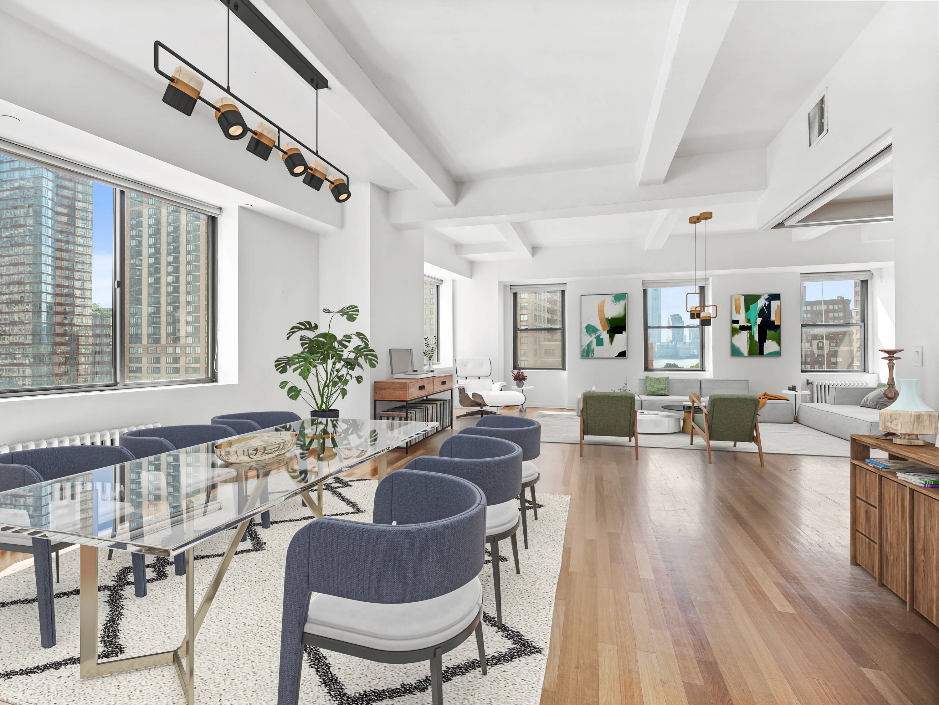 Surround yourself in outstanding sunlight and water views in this exceptional convertible three bedroom, three bathroom full floor loft in the perfect West FiDi location.