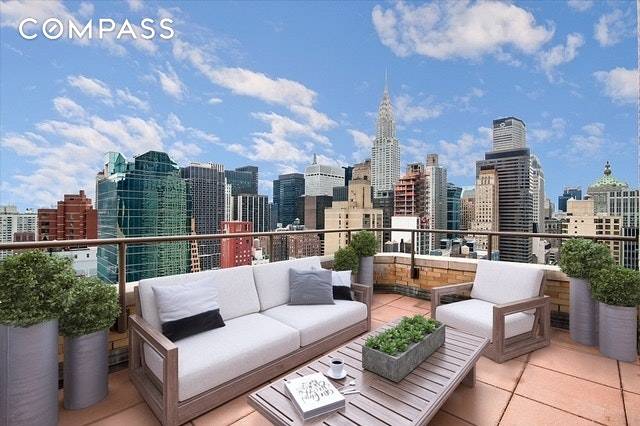 Triple mint gut renovated apartment featuring 12 foot ceilings, with wide open views of the Midtown skyline and the East River.