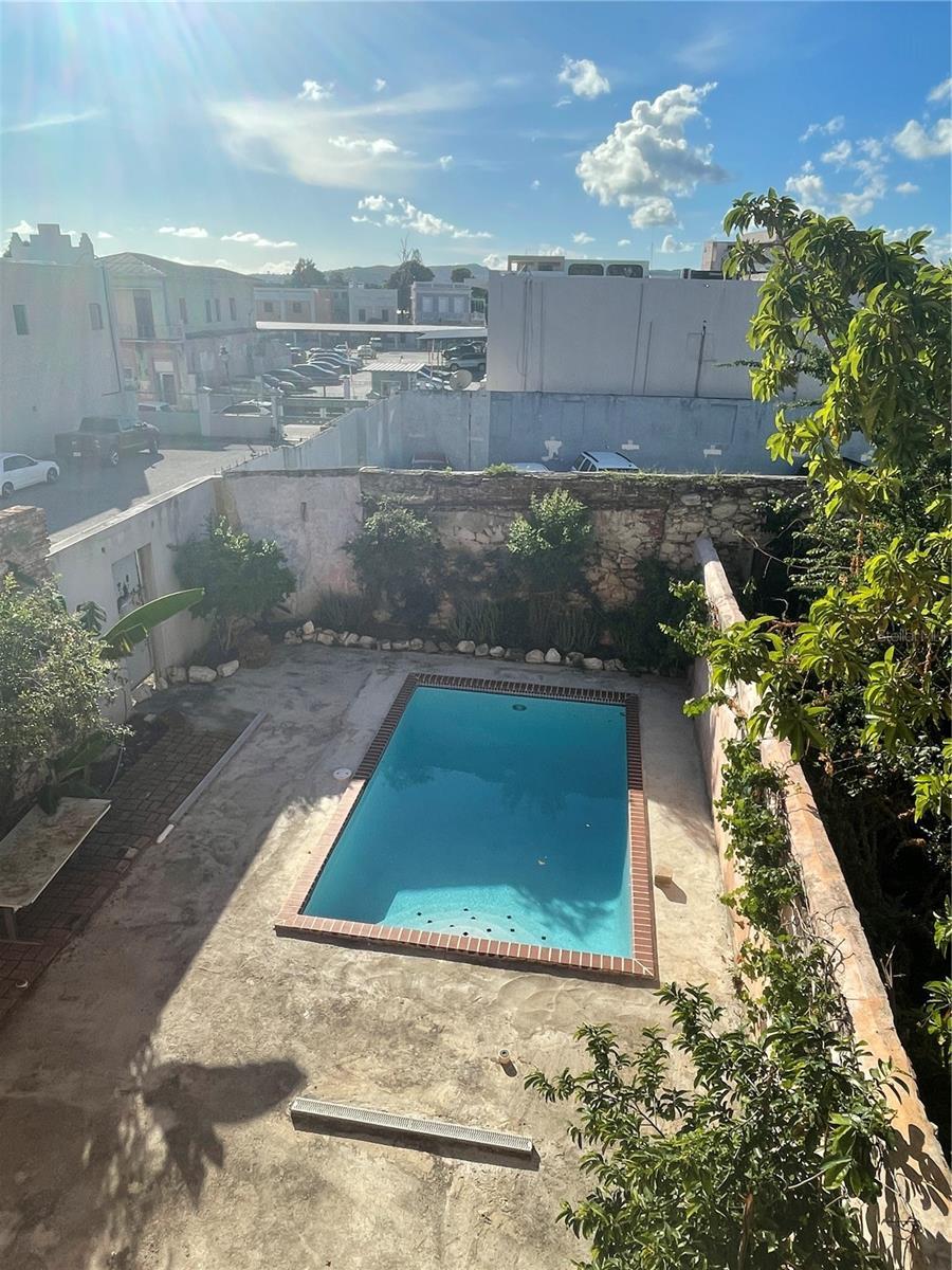 View of the pool from second floor