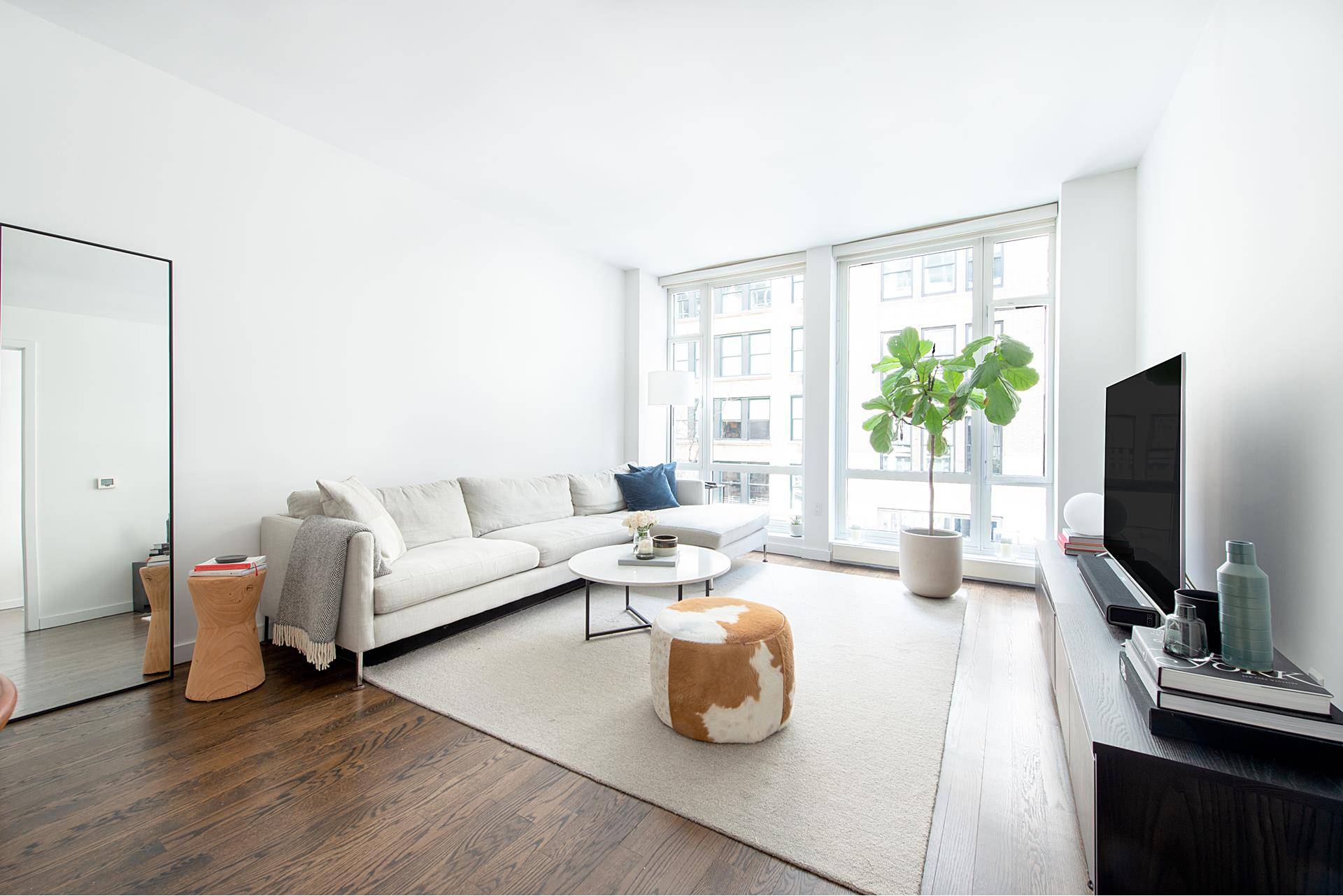 Rare opportunity to buy the largest one bedroom, one and a half bathroom apartments in one of the best full service boutique condos in Chelsea !