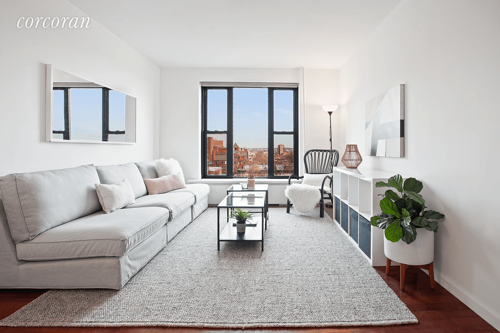 This bright, spacious, renovated home has spectacular open views of Brownstone Brooklyn and Manhattan from the six over sized windows and two exposures !