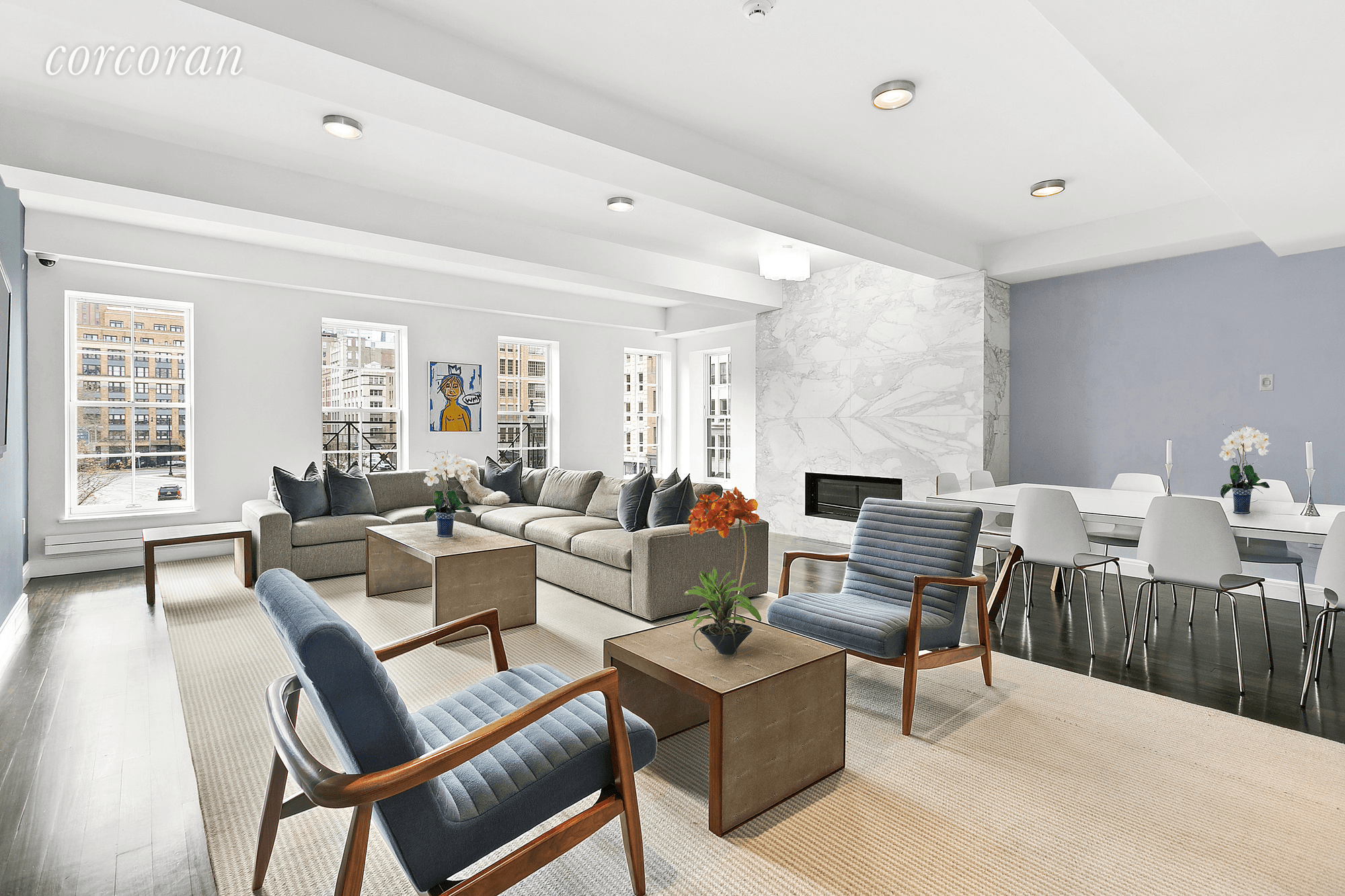 Stretch out and relax in comfort and style in this magnificent five bedroom, four and a half bathroom triplex loft nestled on a quintessential Tribeca cobblestone street.