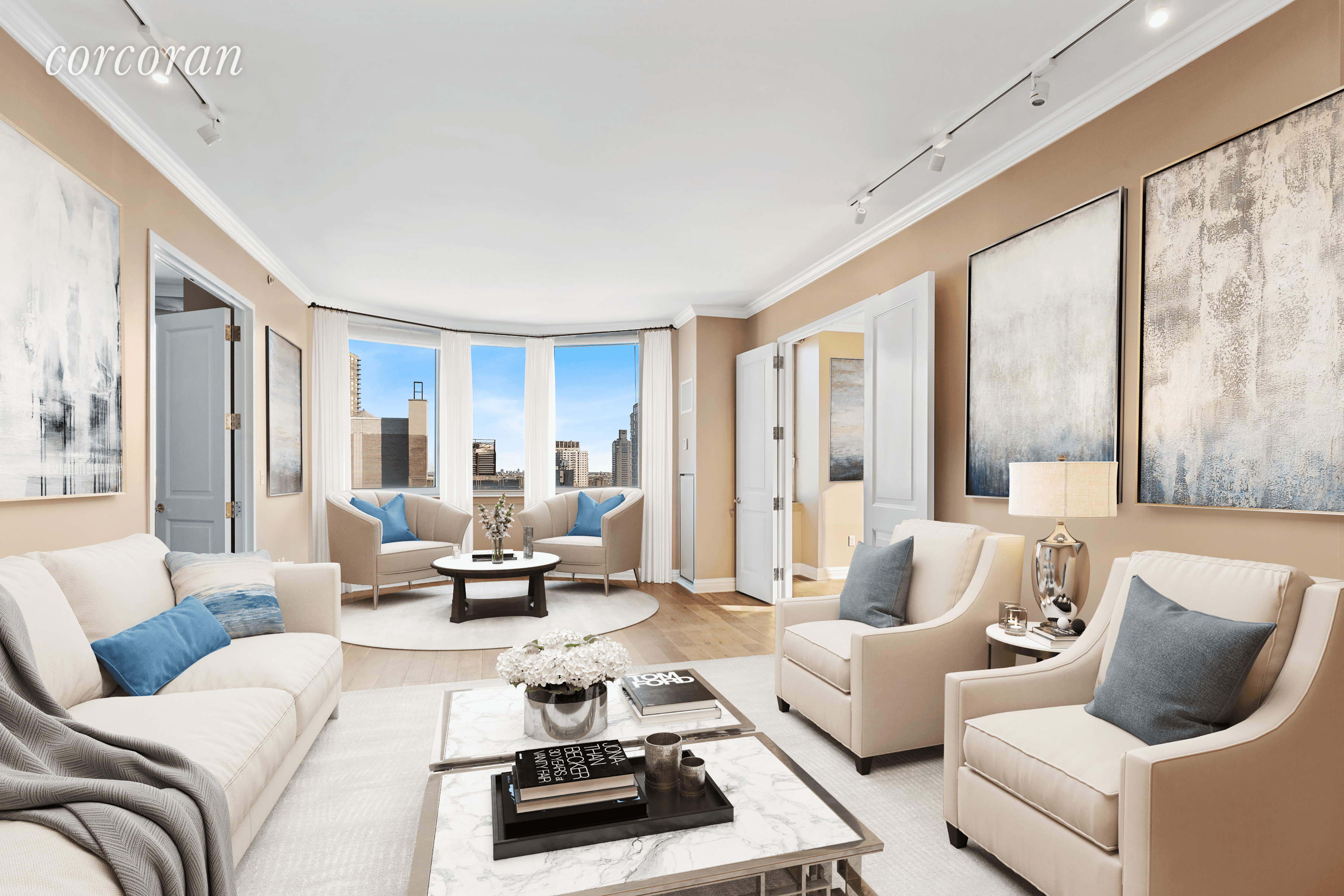Perfectly located on the 22nd Floor of the premier white glove condominium, The Empire, this corner sun flooded home spans approximately 2, 500 square feet with picturesque open city views ...