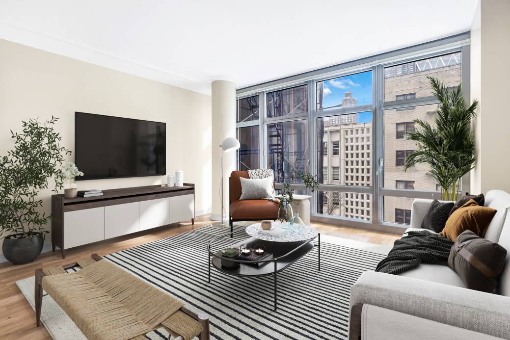 Make the stunning Midtown skyline your daily backdrop in this gorgeous one bedroom, one and a half bathroom Hell's Kitchen condominium in a full service, contemporary building.