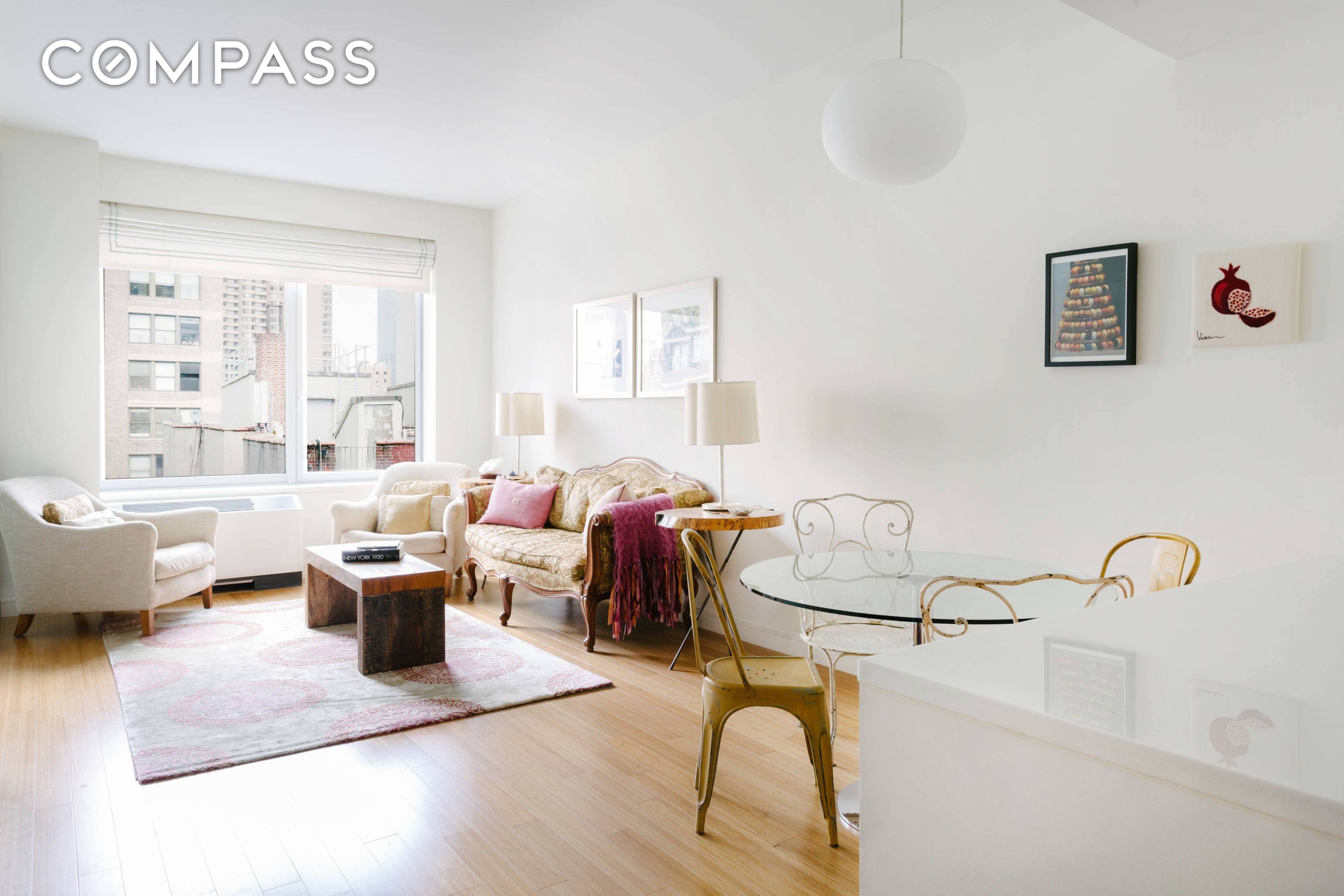 Pristine and bright, this serene TRUE one bedroom, one bathroom home is the epitome of modern style in a coveted Murray Hill green building.