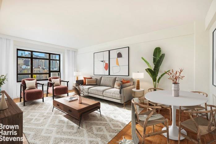 SHOWINGS WILL BE SCHEDULED WHEN NYC ENTERS PHASE 2 Wake up with the sun and enjoy an open eastern view of sky, townhouses, and gardens from this spacious post war ...