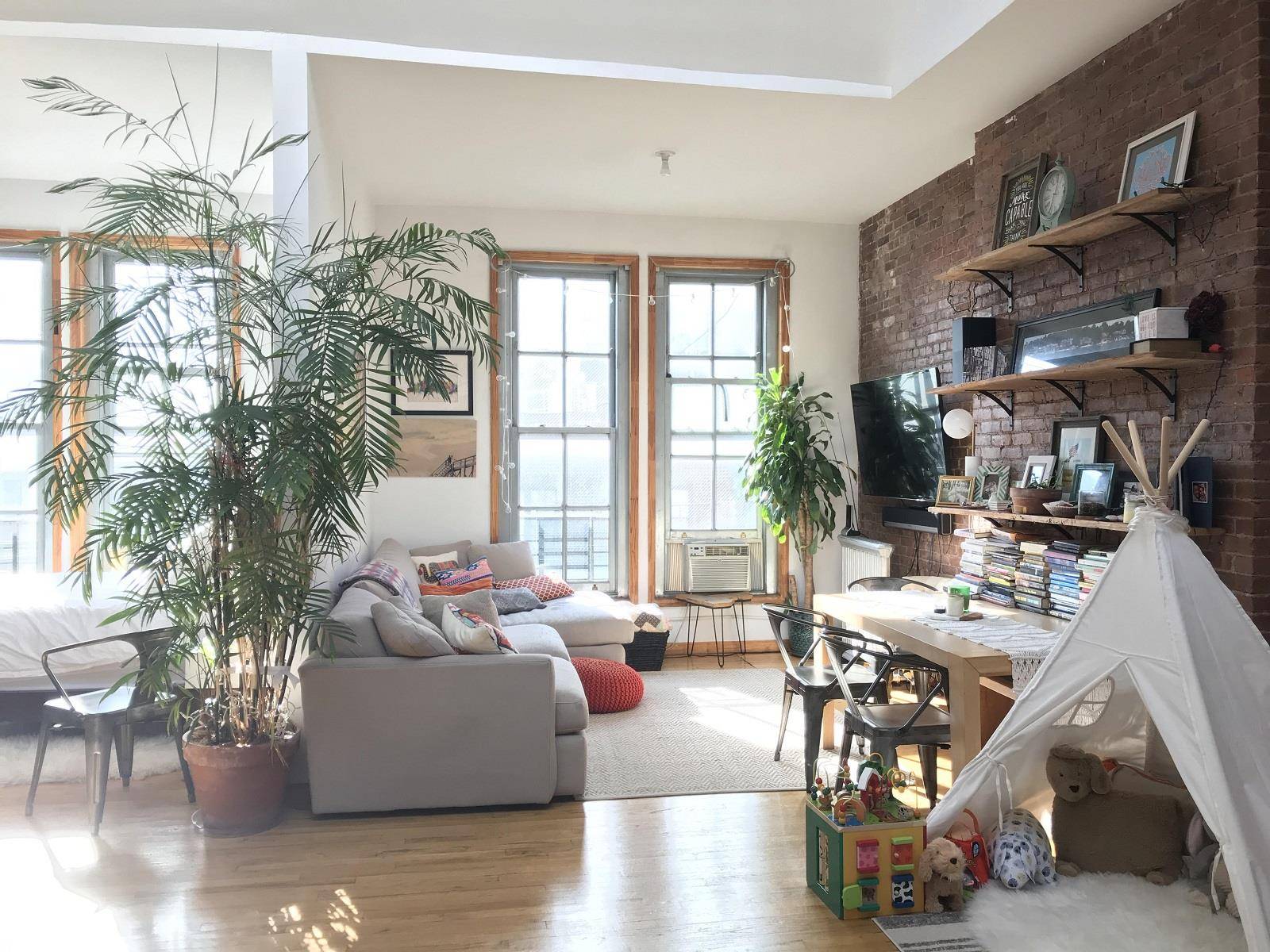 Truly One of a Kind. Oversized 1 bedroom loft, separate dining area and large living room.