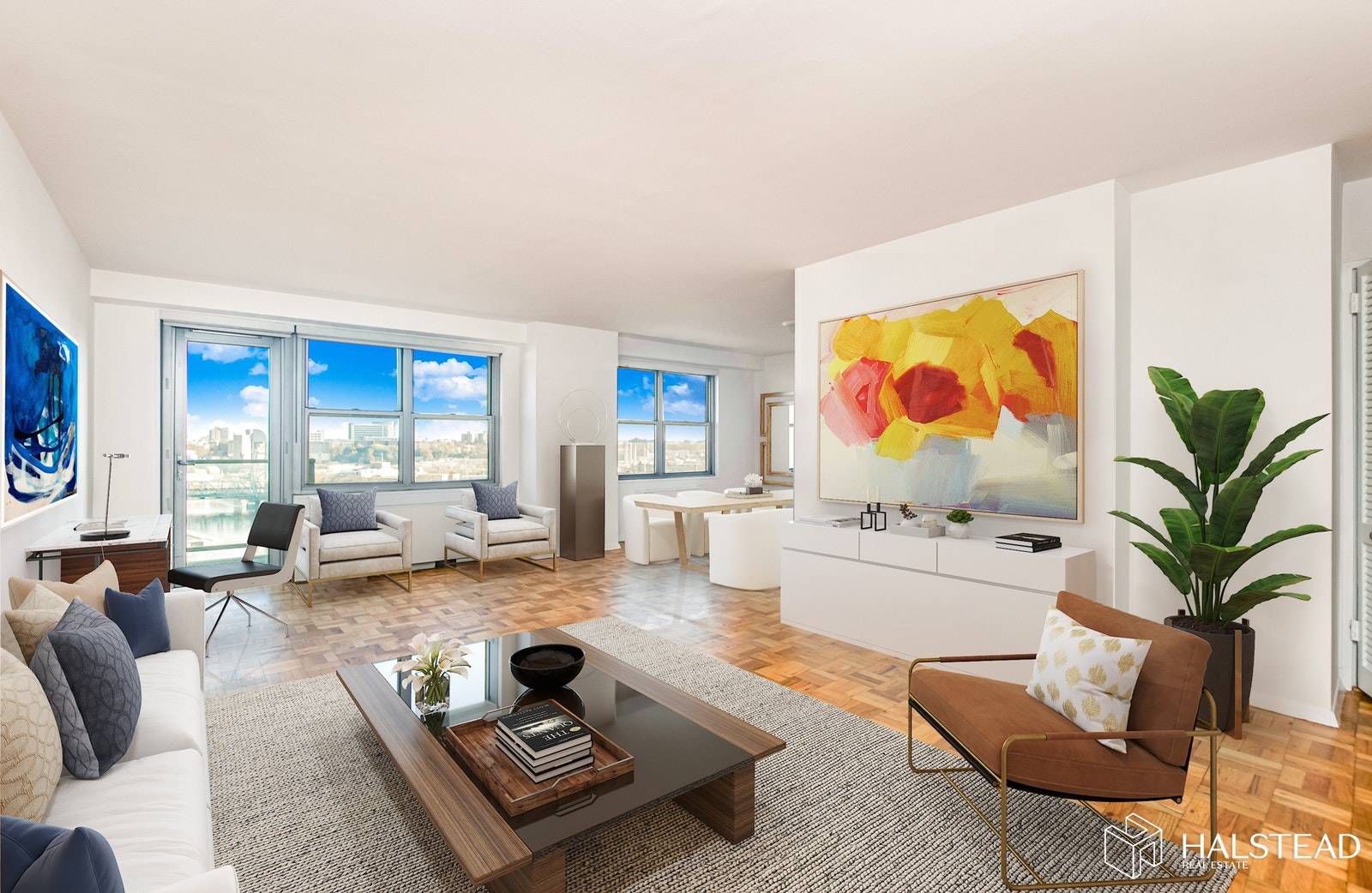 Views of the Harlem River from this two bedroom, two bath corner unit with 23' terrace at the luxurious Winston Churchill.
