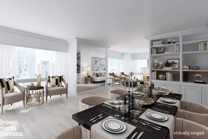 A rarely available wraparound corner residence with double and triple exposures capturing the magnificence of the New York City skyline and stunning views over Central Park like no other.