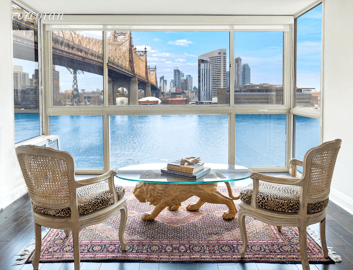 An elegant Sutton Place co op boasting stunning views of the East River and the Queensboro Bridge, this two bedroom home is a portrait of classic city living.