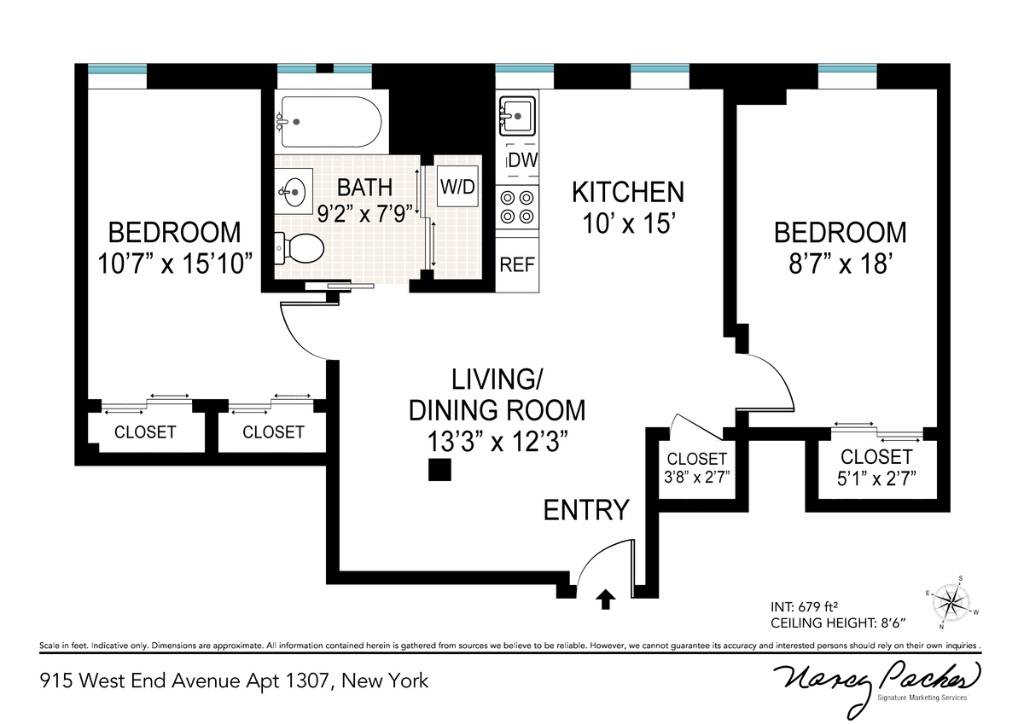 Rare opportunity to lease a beautifully renovated two bedroom plus one bathroom apartment with City views on the Upper West Side.