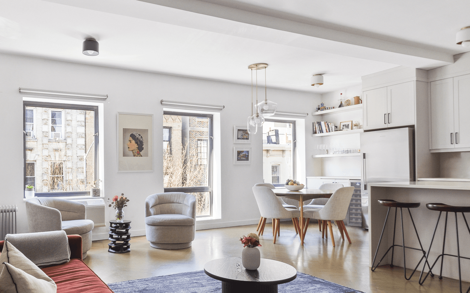 Step into this meticulously renovated, oversized two bedroom, two bathroom floor through apartment located in the heart of Williamsburg.